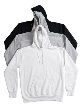 Hanes EcoSmart Pullover Hoodie Lot of 3 Black White Gray M